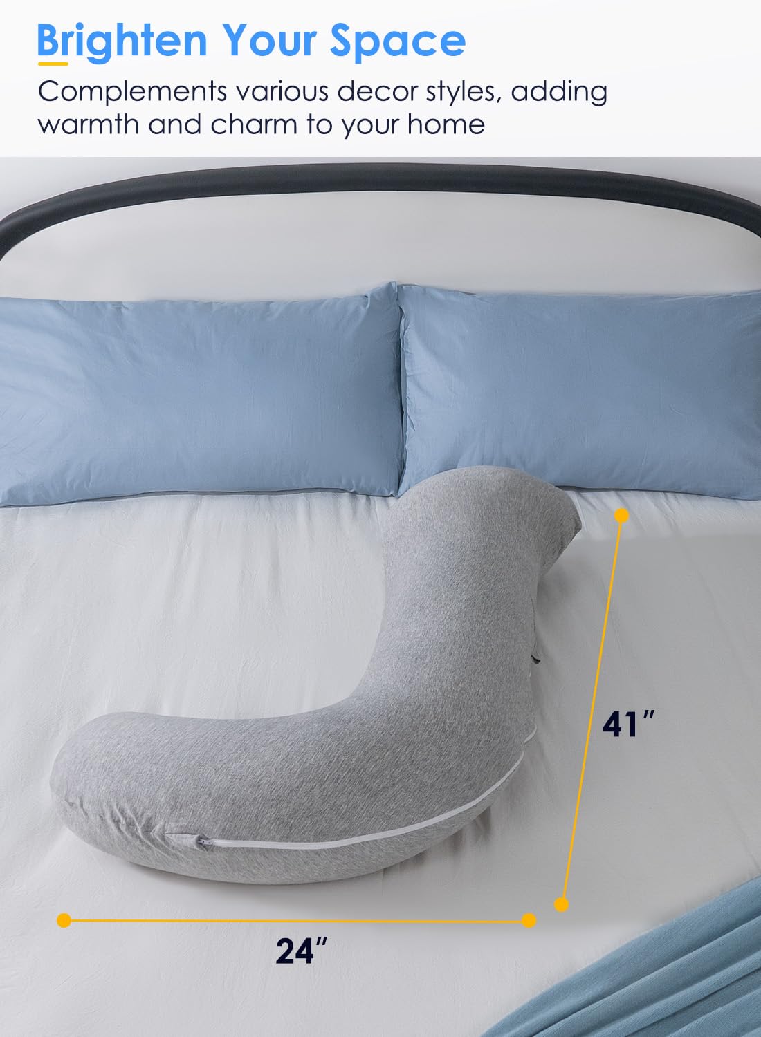 QUEEN ROSE size comparison with ruler showing pillow length and scale