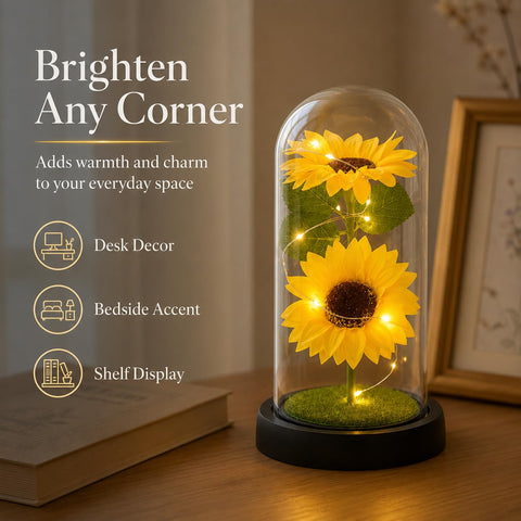 QUELIEN sunflower dome side profile highlighting clear borosilicate glass protection