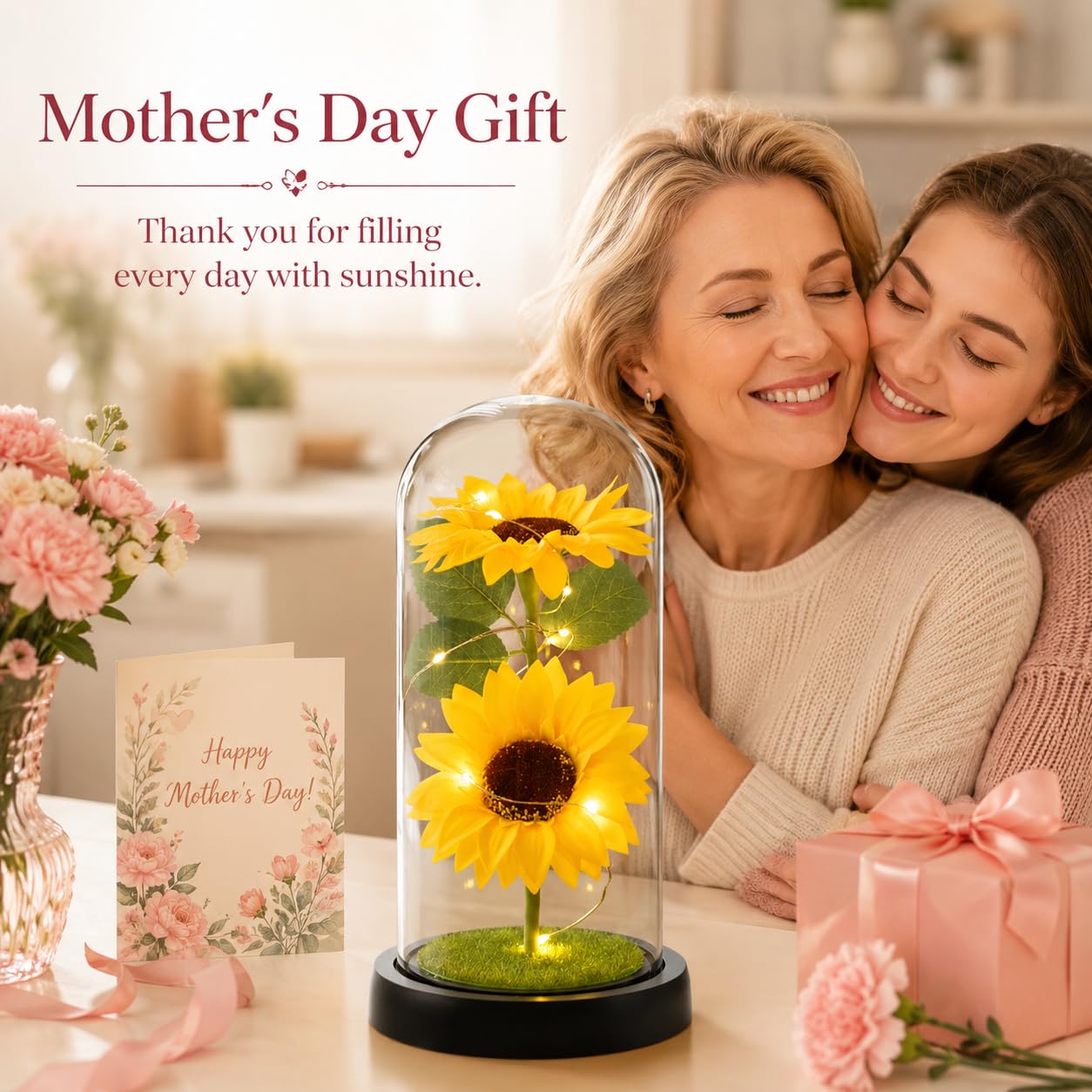 QUELIEN sunflower on bedside table creating romantic, calming lighting