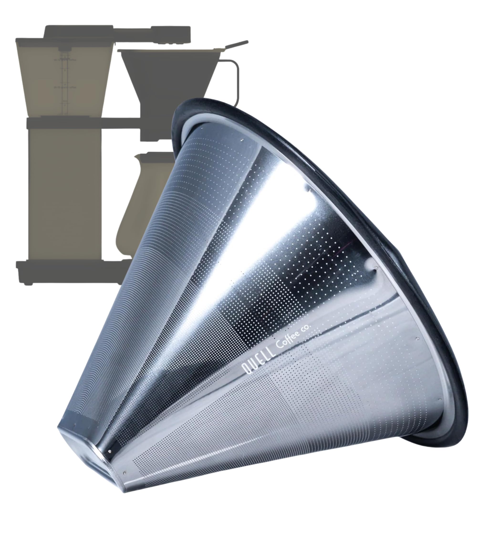 Quell front view packaged filter showing durable construction and eco benefit