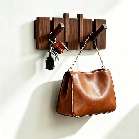 QUELLANCE front view walnut coat rack adds stylish storage