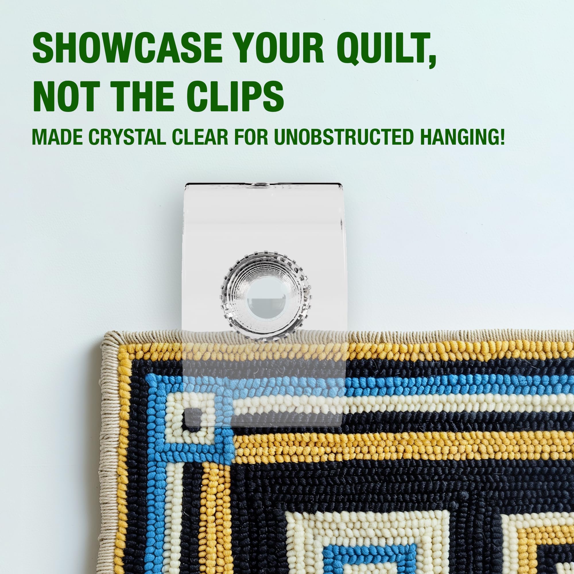 Quiltera clip gripping quilt hem demonstrating fabric-safe, even pressure