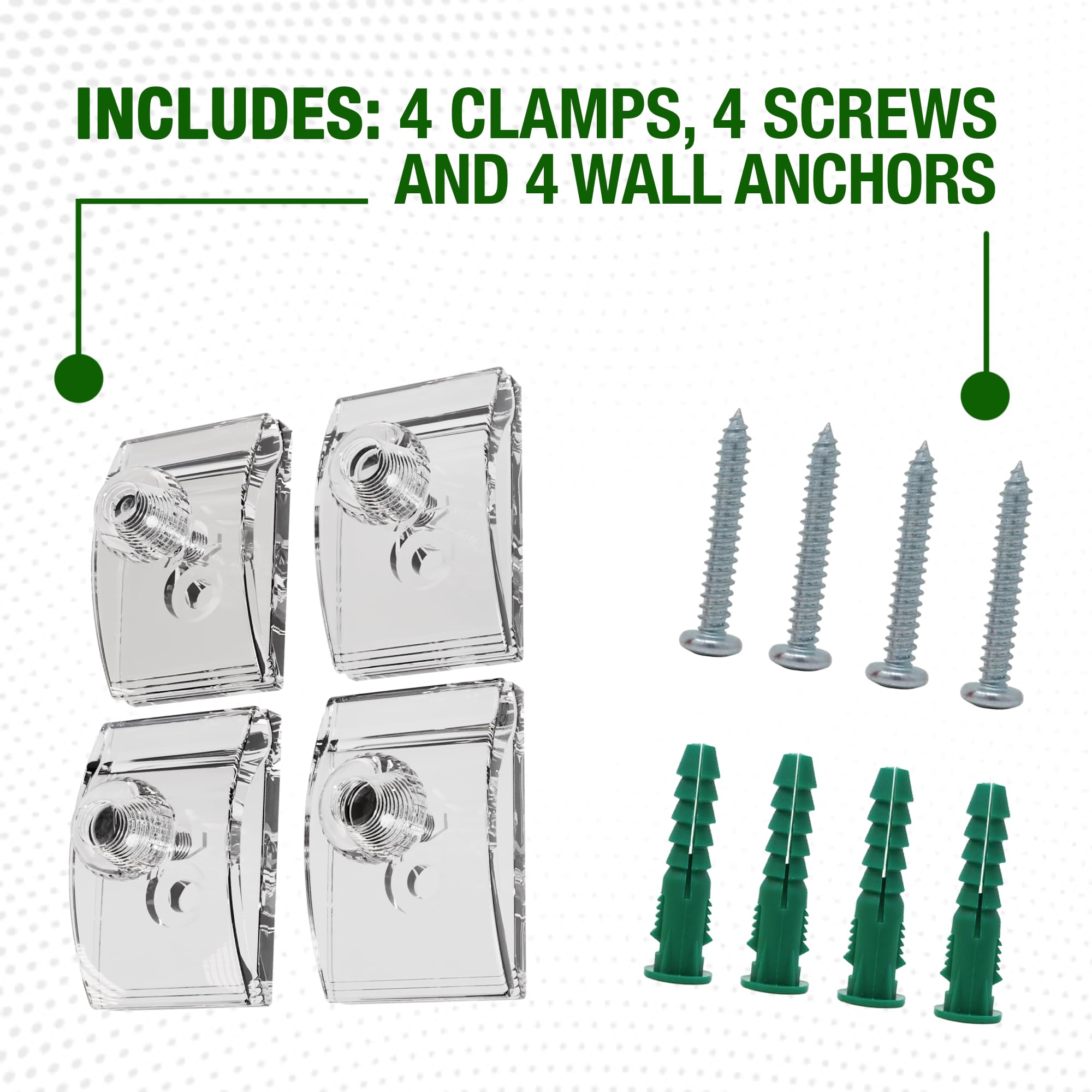 Quiltera included hardware laid out for simple, ready-to-install mounting