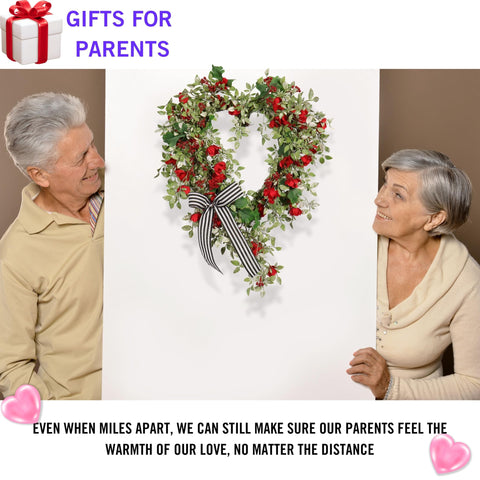 Quixem wreath next to ruler showing 22-inch scale for sizing clarity