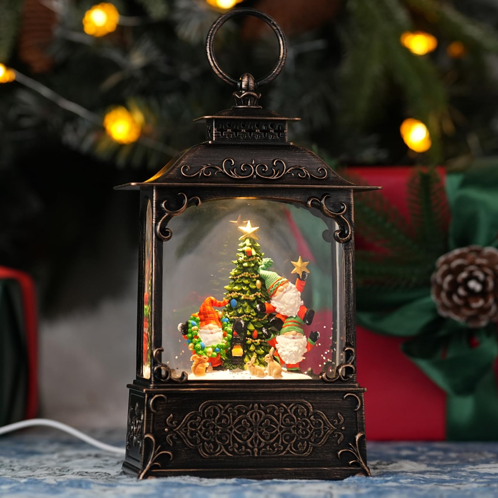 Qukulov front view showing lit globe and cozy holiday ambiance