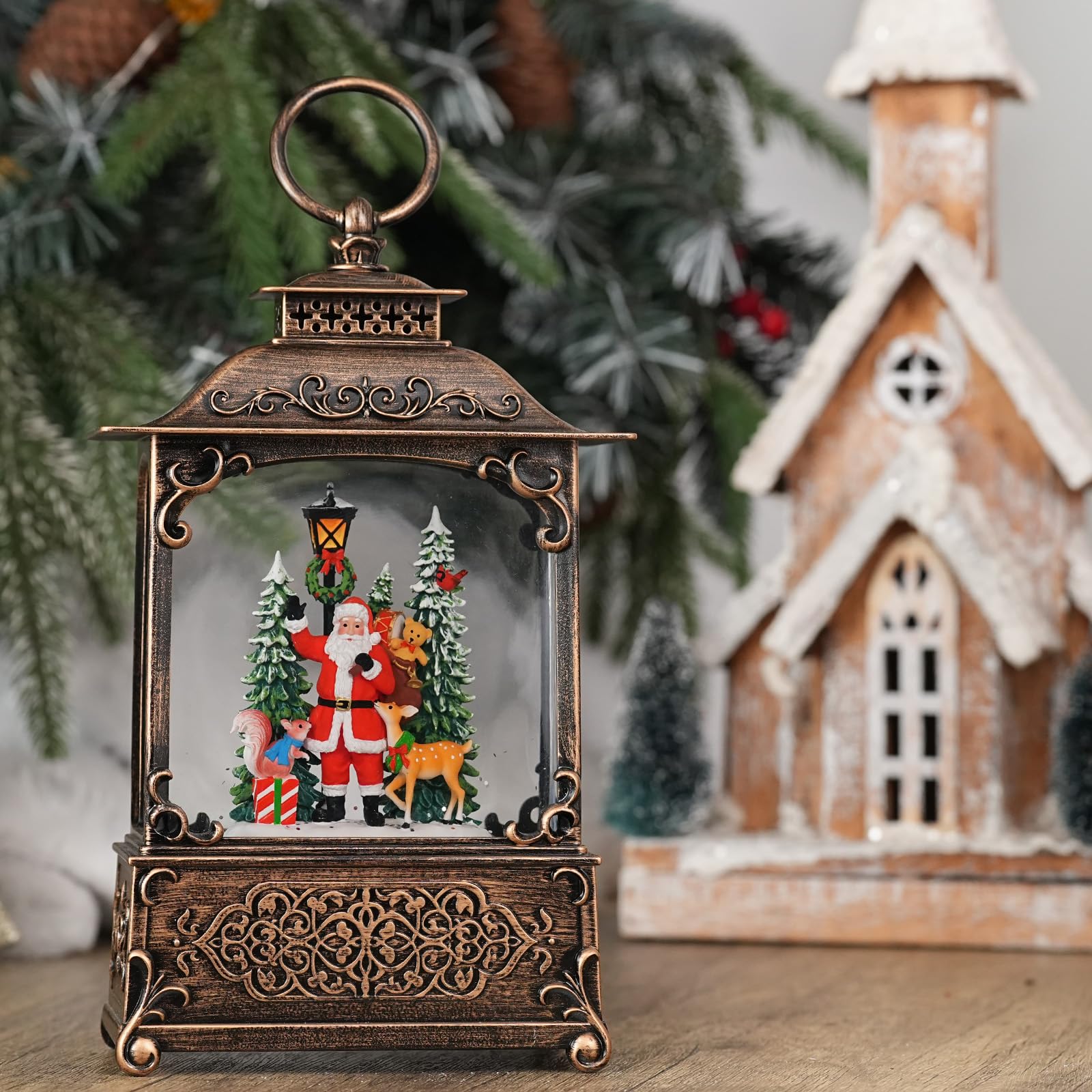 Qukulov on mantel showing size and placement for holiday decorating