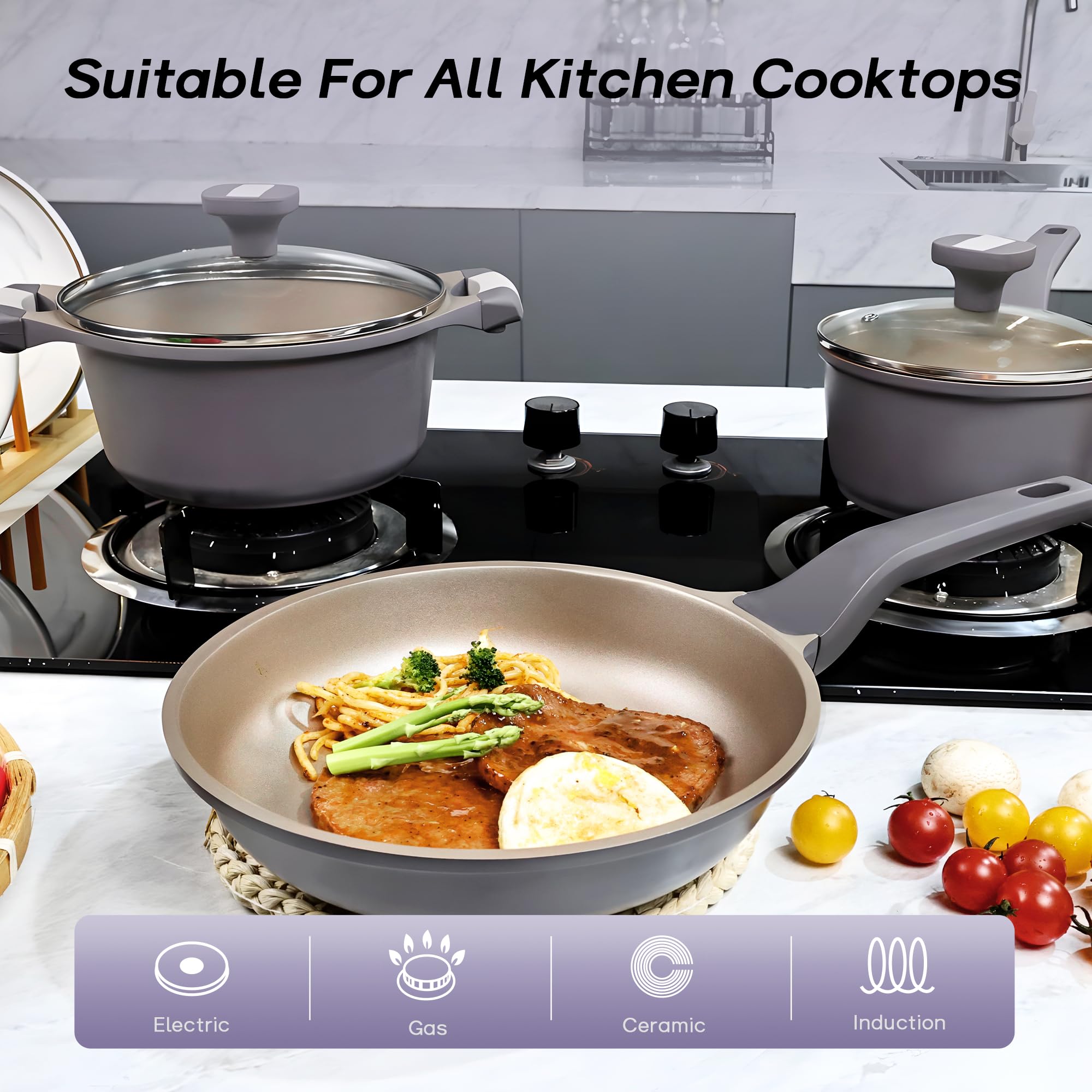 Qupoilke pan on induction cooktop in use demonstrating fast even heating