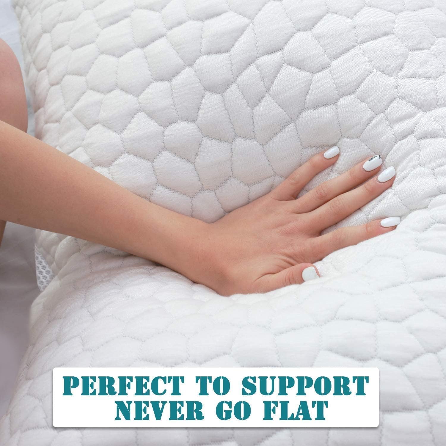 QUTOOL pillows styled on a bedroom mattress for comfortable sleep