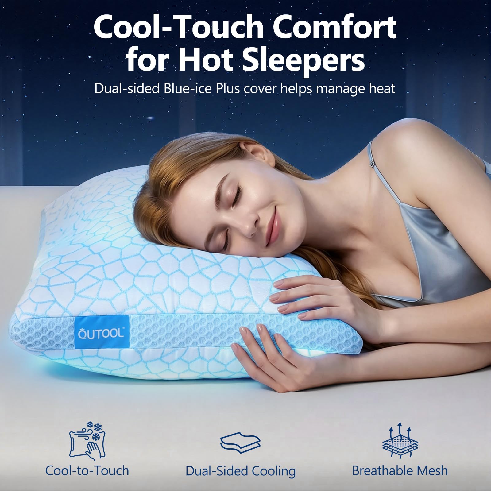 QUTOOL close-up of silky cooling fabric texture for instant cool touch