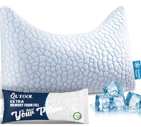 QUTOOL crescent pillow front view showing shape and support benefits