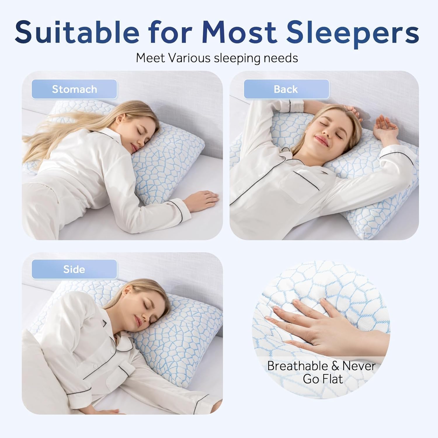 QUTOOL pillow in side-sleep position illustrating shoulder relief benefit