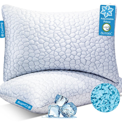 QUTOOL front view of king pillow set showing neat packaging and cool benefit