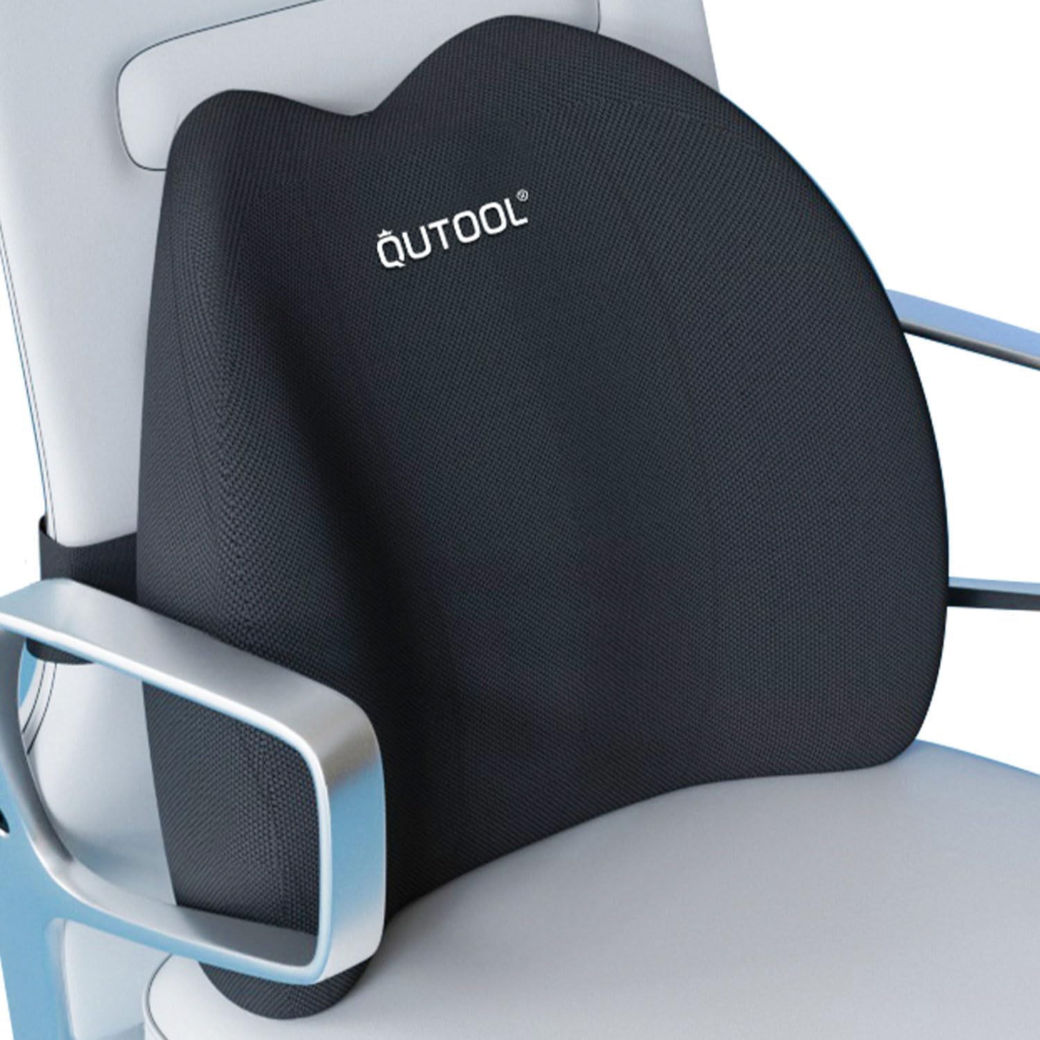 QUTOOL front view of lumbar pillow showing ergonomic shape and immediate posture benefit