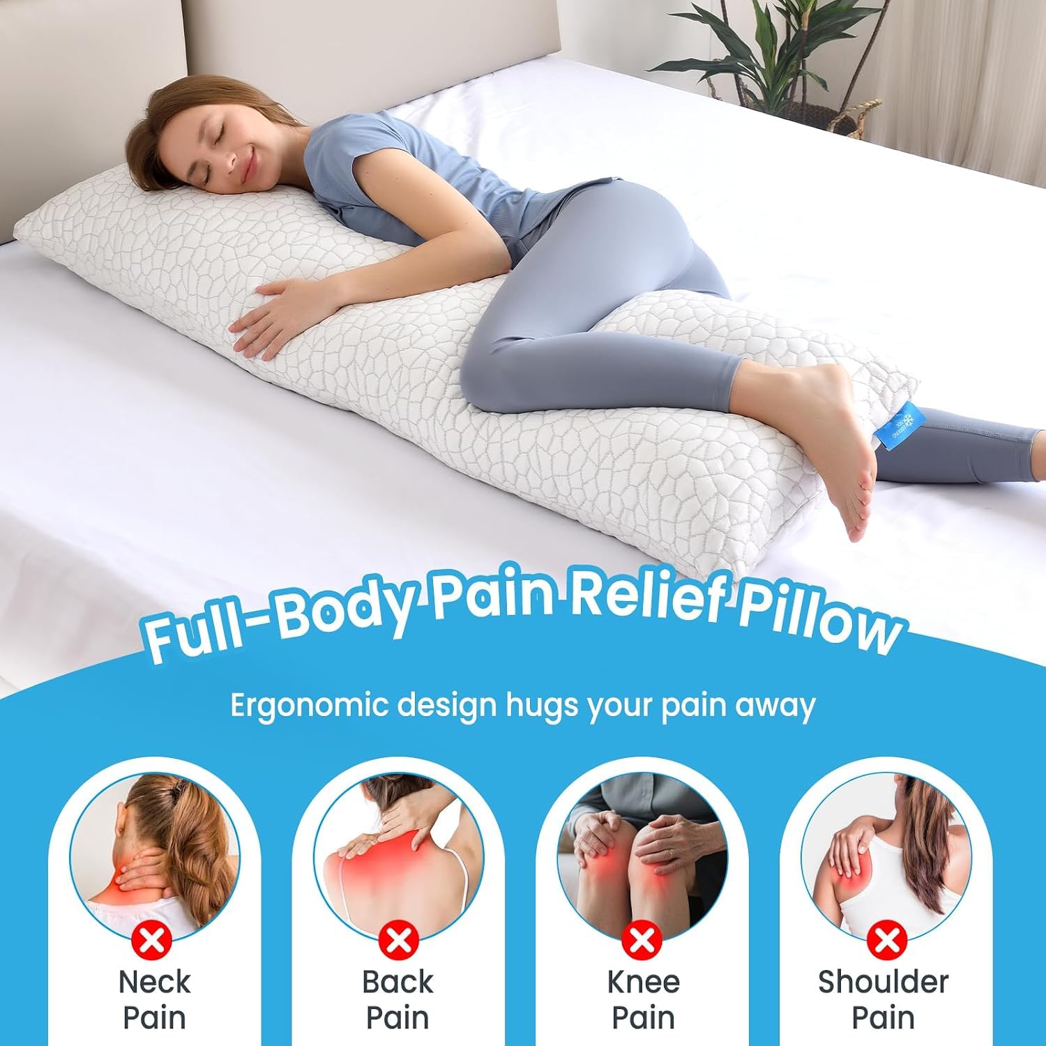 QUTOOL pillow in bed lifestyle scene illustrating comfort and cooler nights