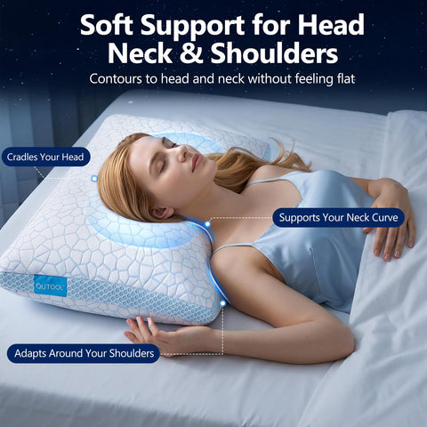 QUTOOL shredded gel memory foam detail showing airflow and support