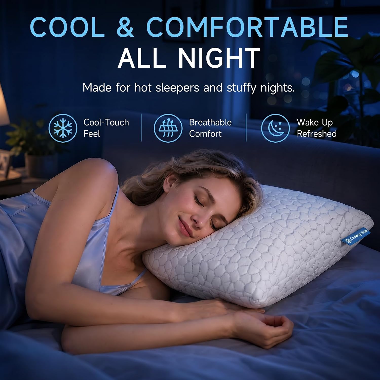 QUTOOL shredded gel memory foam texture showing breathable fill for airflow and support