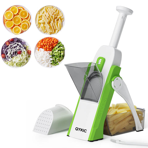 QYKIC front view slicer showing compact body and slicing port benefit quick prep