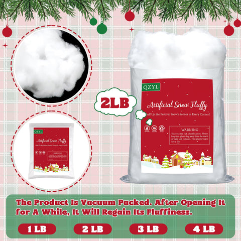 QZYL cotton snow close-up showing fine fluffy texture ideal for realistic displays