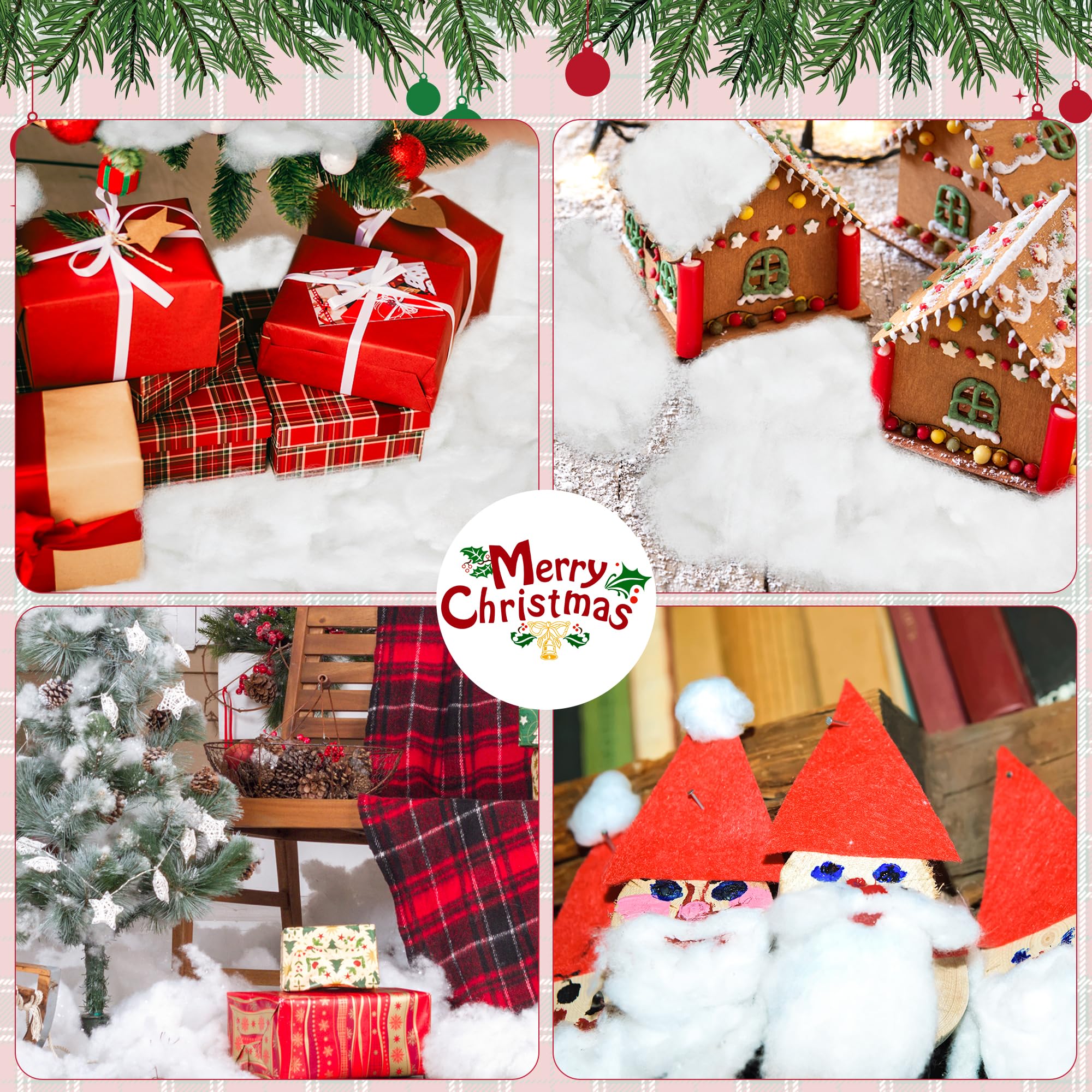 QZYL mantel decorated with snow fluff creating cozy holiday atmosphere