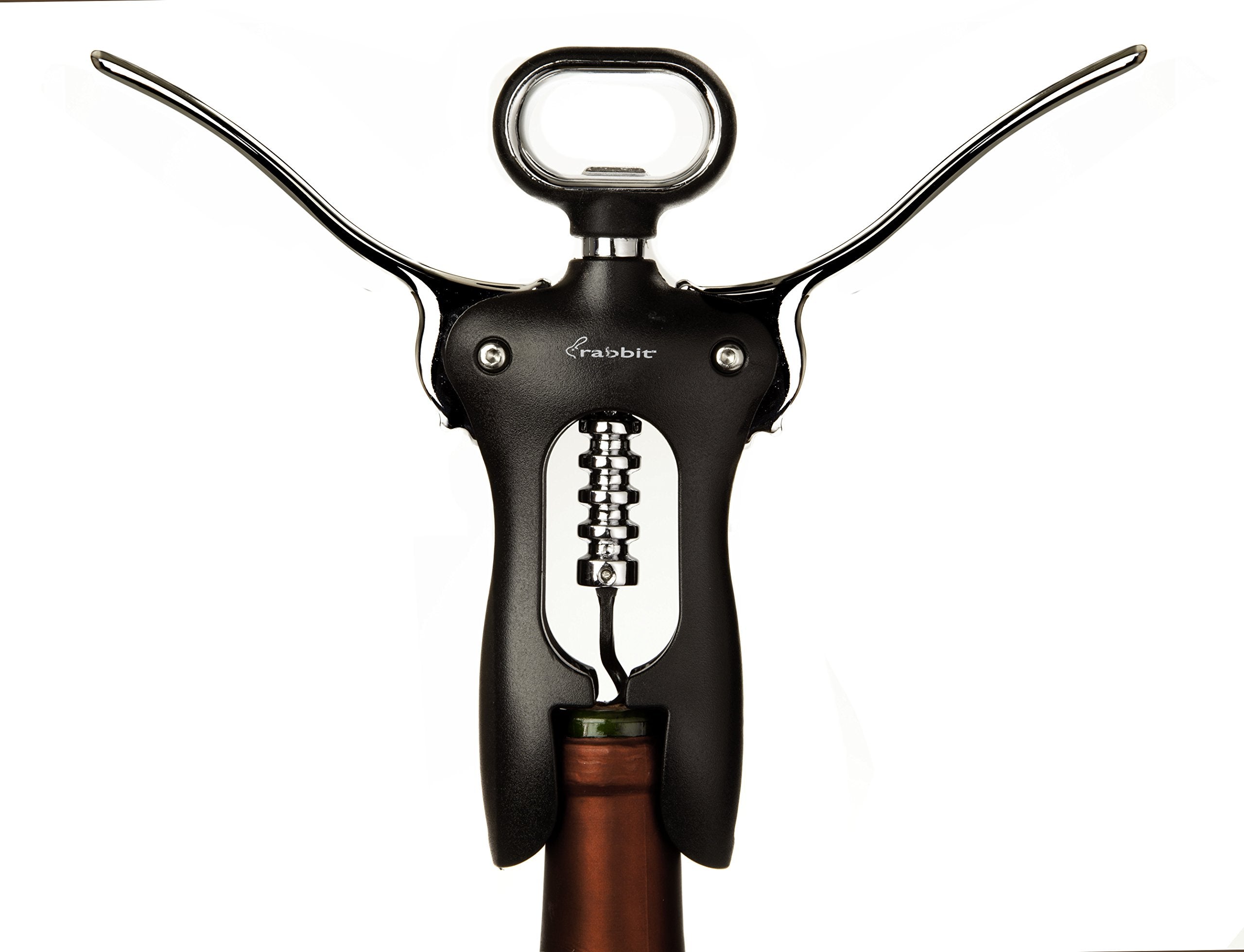 Rabbit classic wing corkscrew close-up spiral highlighting grip and smooth cork extraction