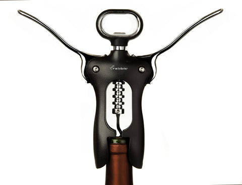 Rabbit classic wing corkscrew close-up spiral highlighting grip and smooth cork extraction