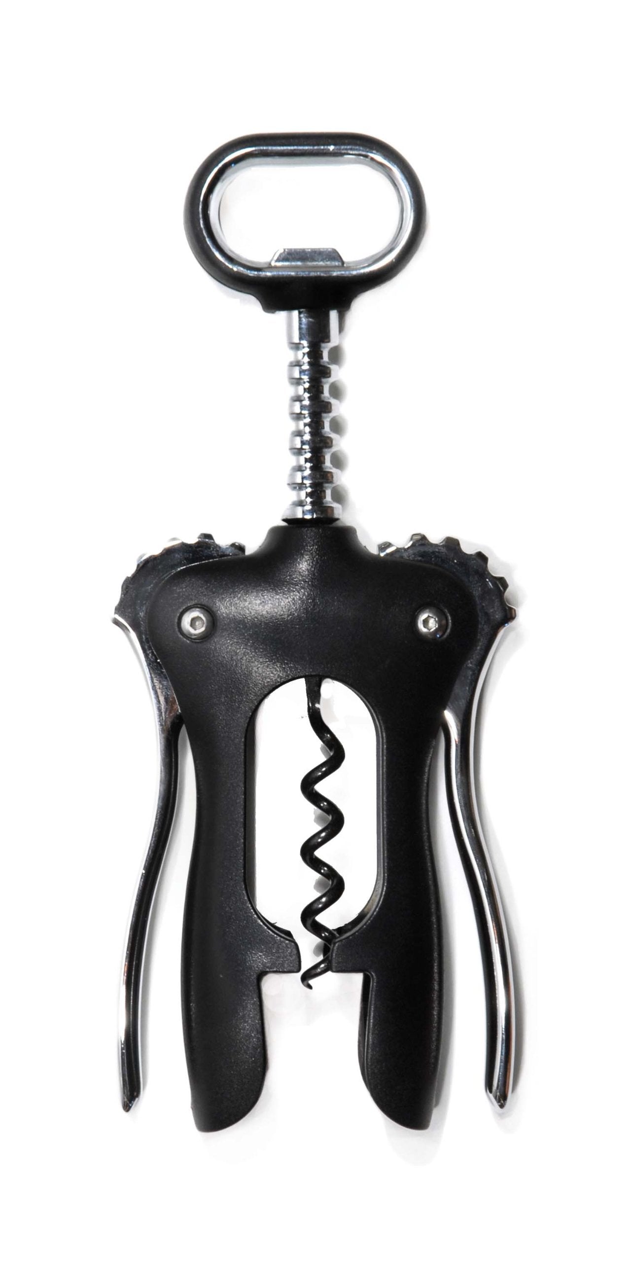 Rabbit classic wing corkscrew front view showing stainless steel and plastic for durable use