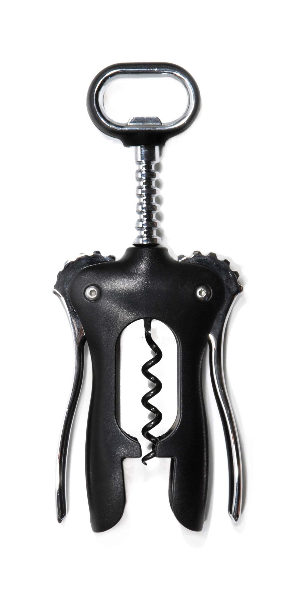 Rabbit classic wing corkscrew front view showing stainless steel and plastic for durable use