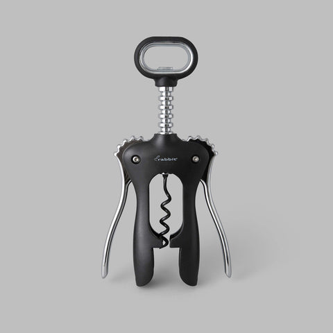 Rabbit classic wing corkscrew in use on wine bottle demonstrating easy leverage and control