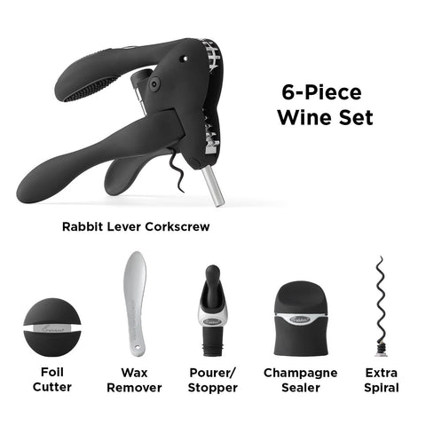 Rabbit complete kit on table ready for entertaining with neat organization