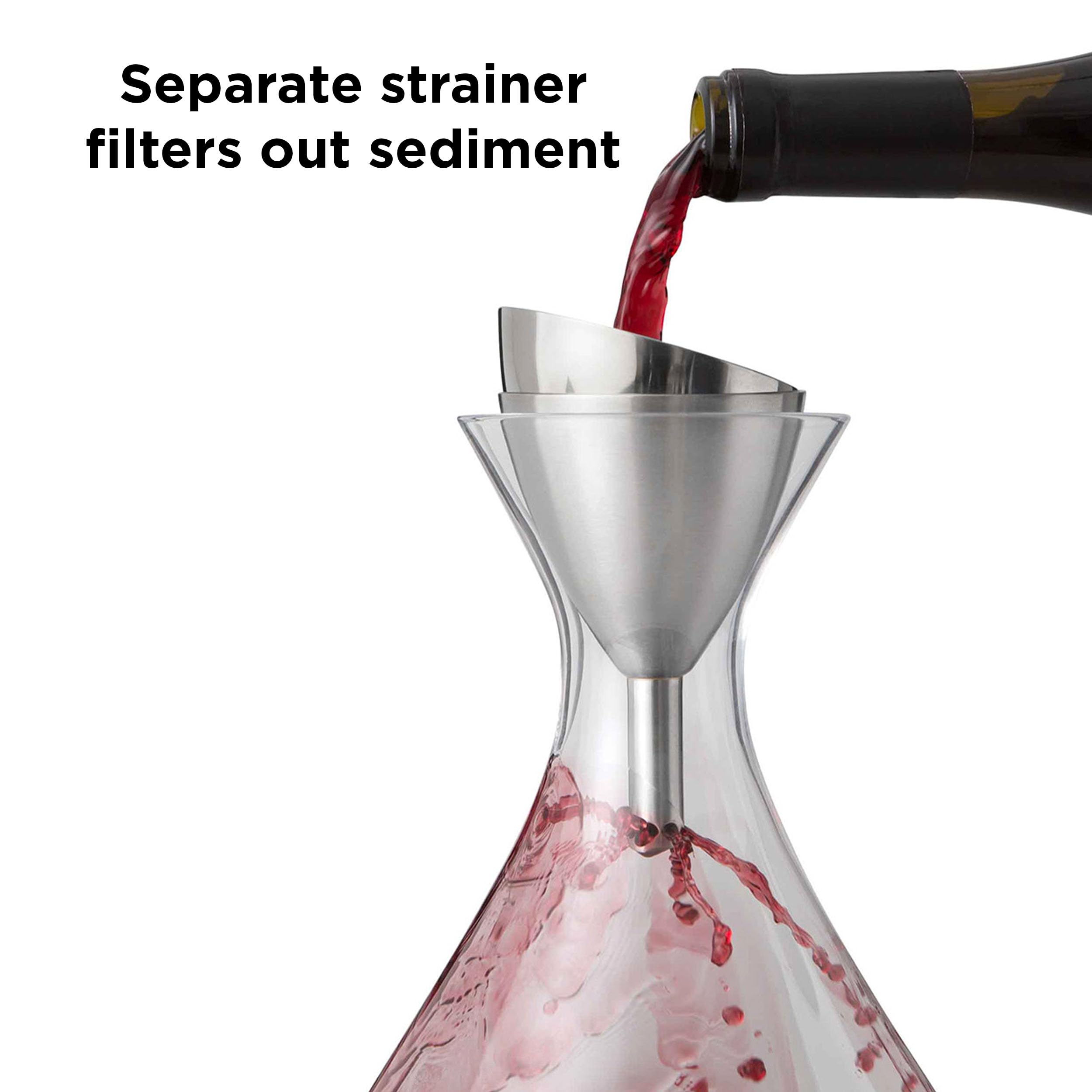 Rabbit aerator pouring wine into decanter demonstrating faster flavor opening benefit