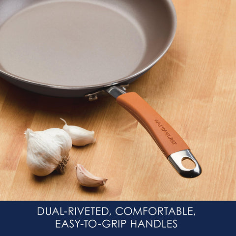 Rachael Ray Cucina 6-quart stockpot filled with pasta demonstrating capacity advantage