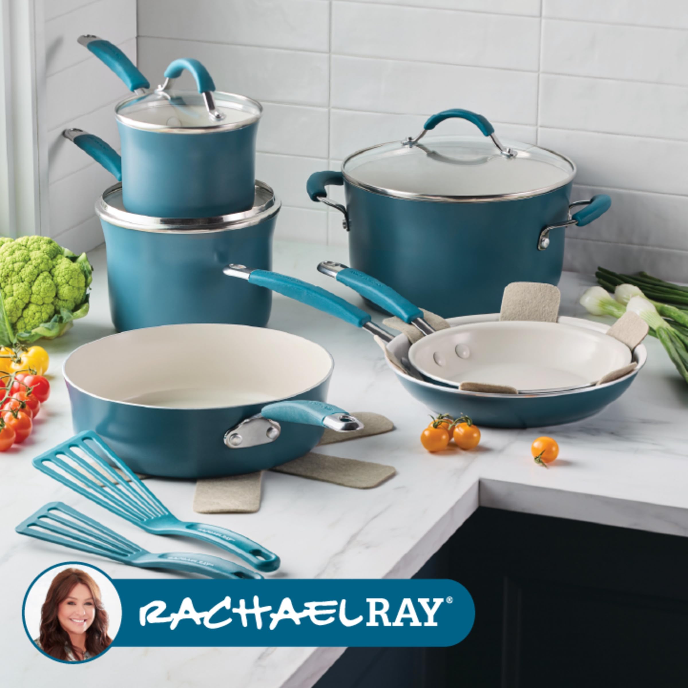 Rachael Ray pan inside oven illustrating oven-safe use up to 400°F benefit