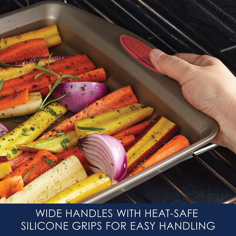 Rachael Ray Cucina silicone grip handle close-up for safer handling