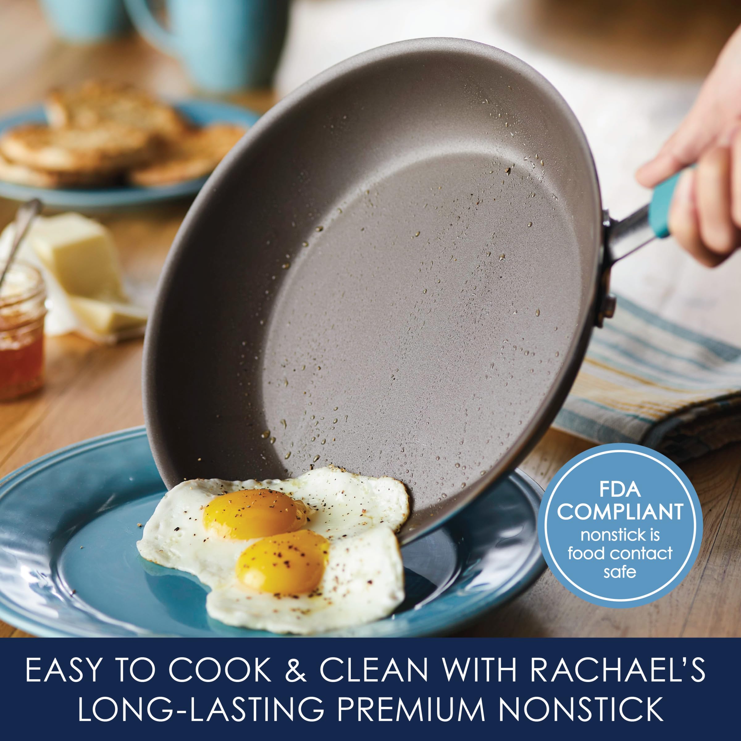 Rachael Ray stockpot with lid simmering soup to illustrate large-capacity cooking
