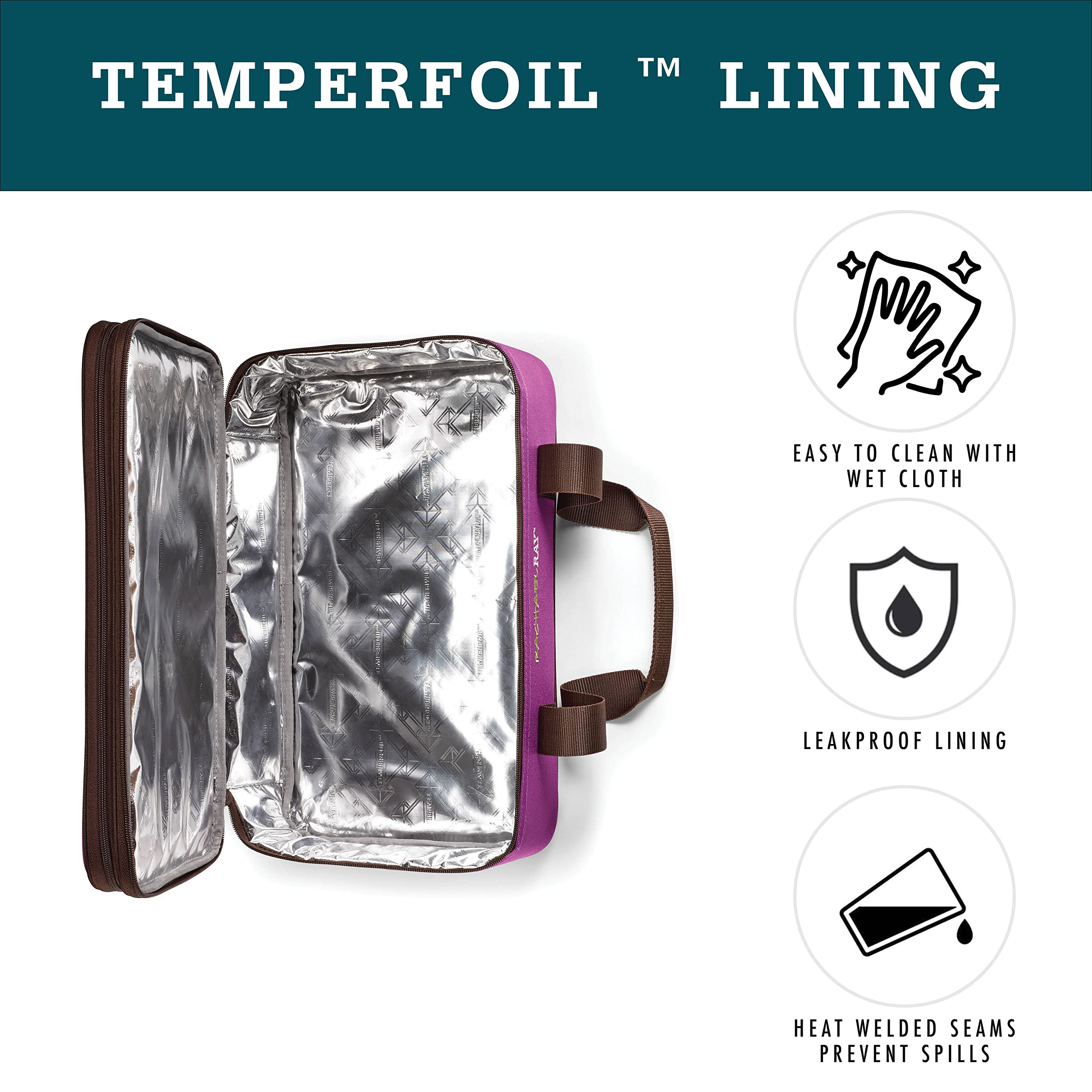 Rachael Ray interior view showing Temperfoil lining and insulation for temperature retention
