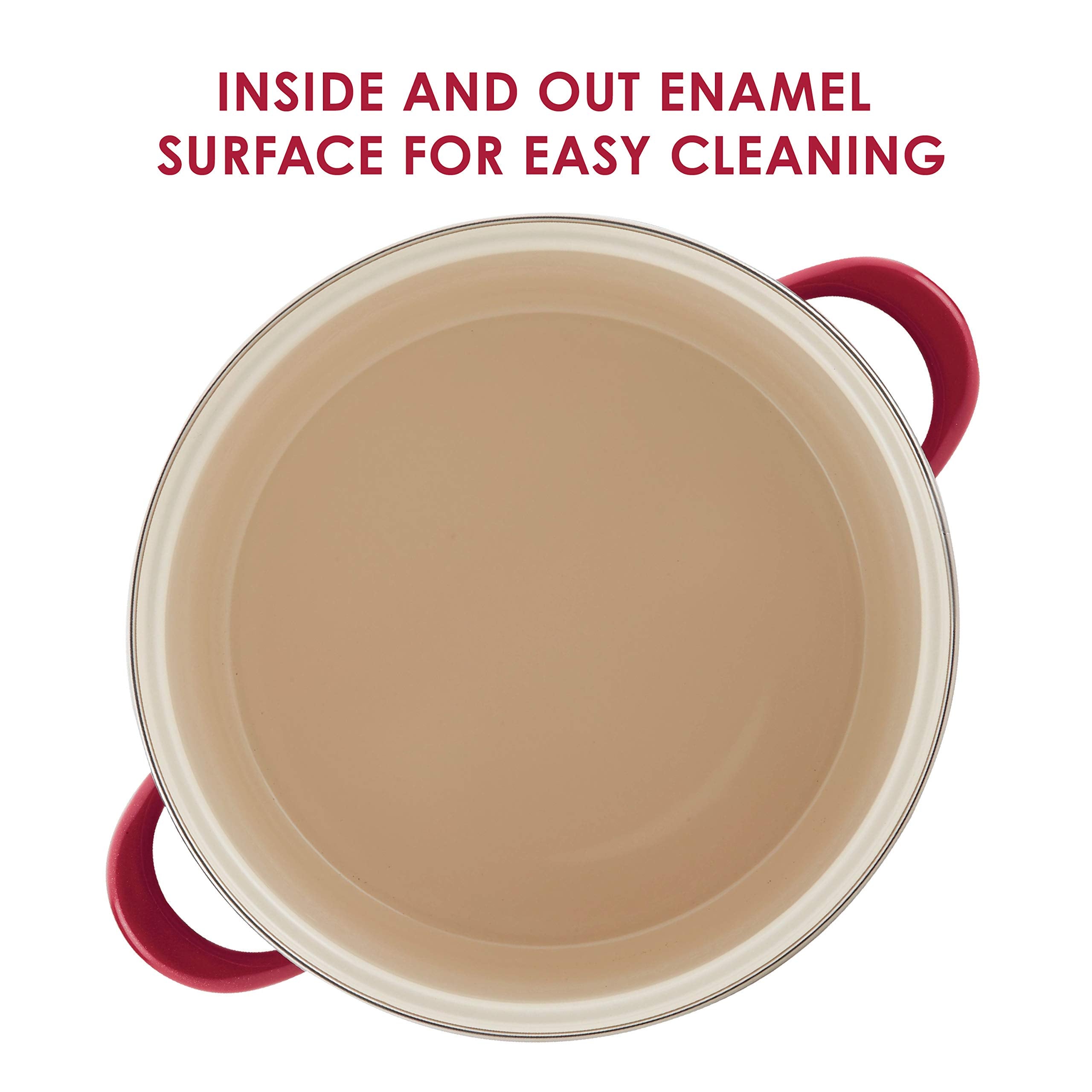 Rachael Ray enamel surface detail resists stains for easier cleaning