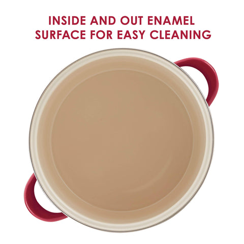Rachael Ray enamel surface detail resists stains for easier cleaning