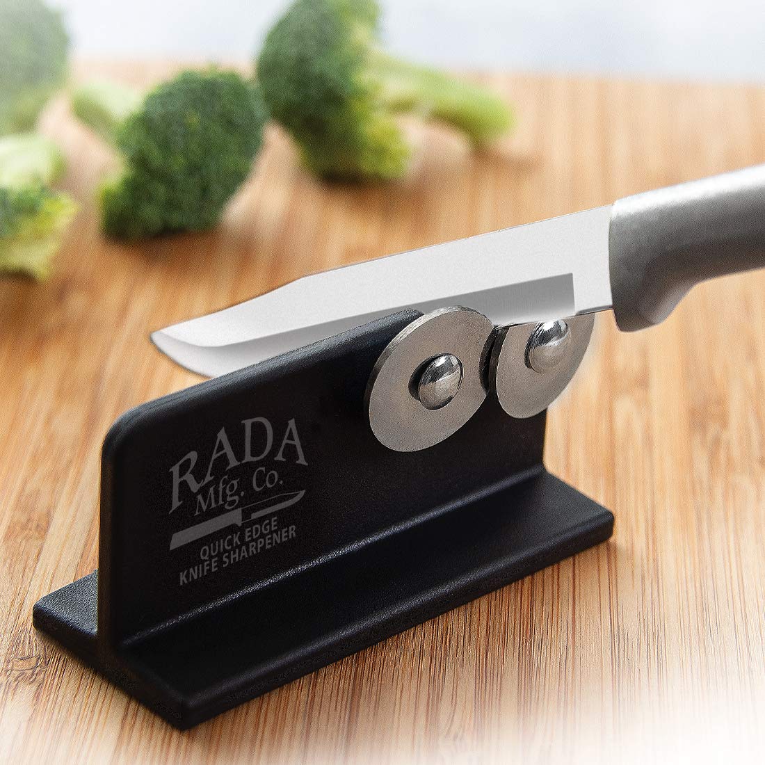Rada Quick Edge pack of two with label highlighting American-made durability