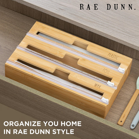 Rae Dunn close-up of compartment edges and smooth bamboo finish showing durable detail