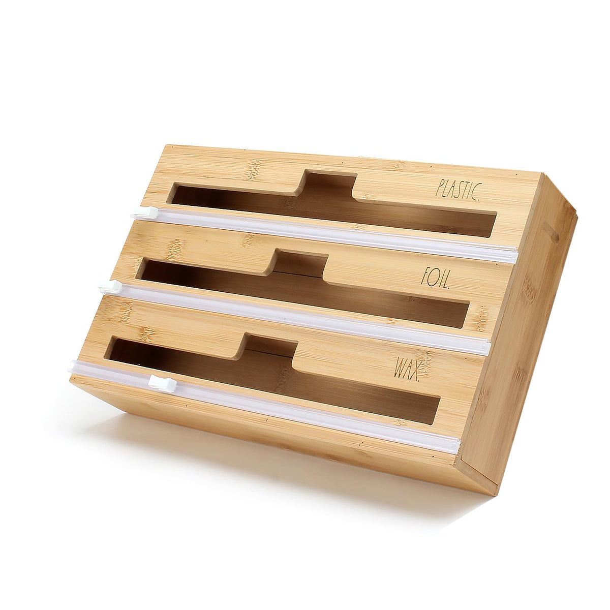 Rae Dunn front view showing bamboo organizer and neat compartments for quick access
