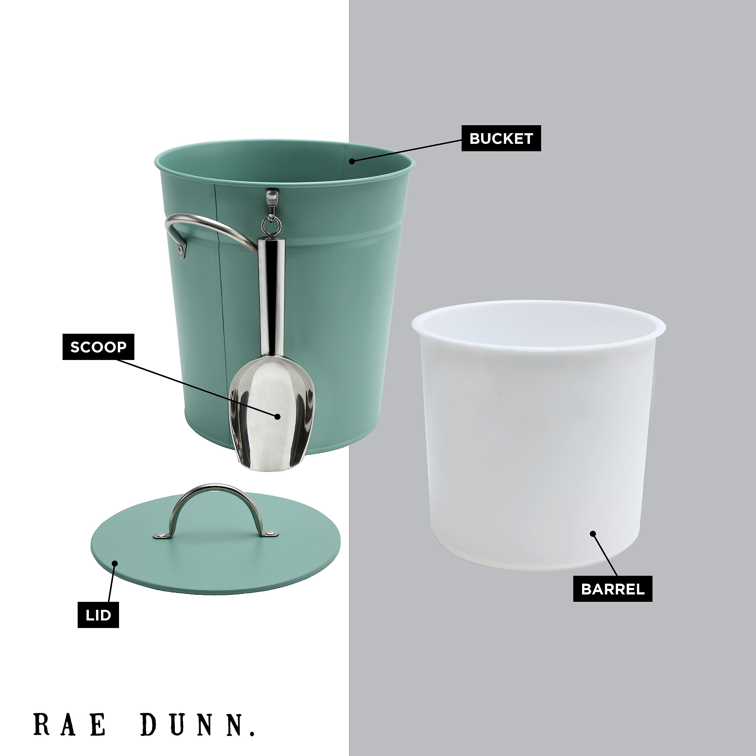 Rae Dunn ice scooper detail for hygienic serving and easy portion control