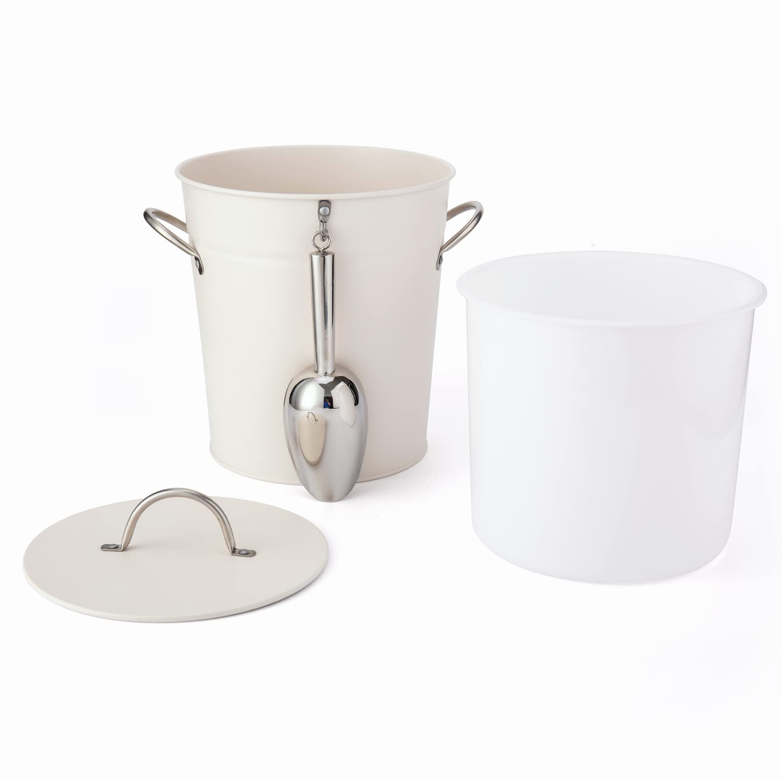 Rae Dunn ice bucket used at picnic showing portable entertaining convenience