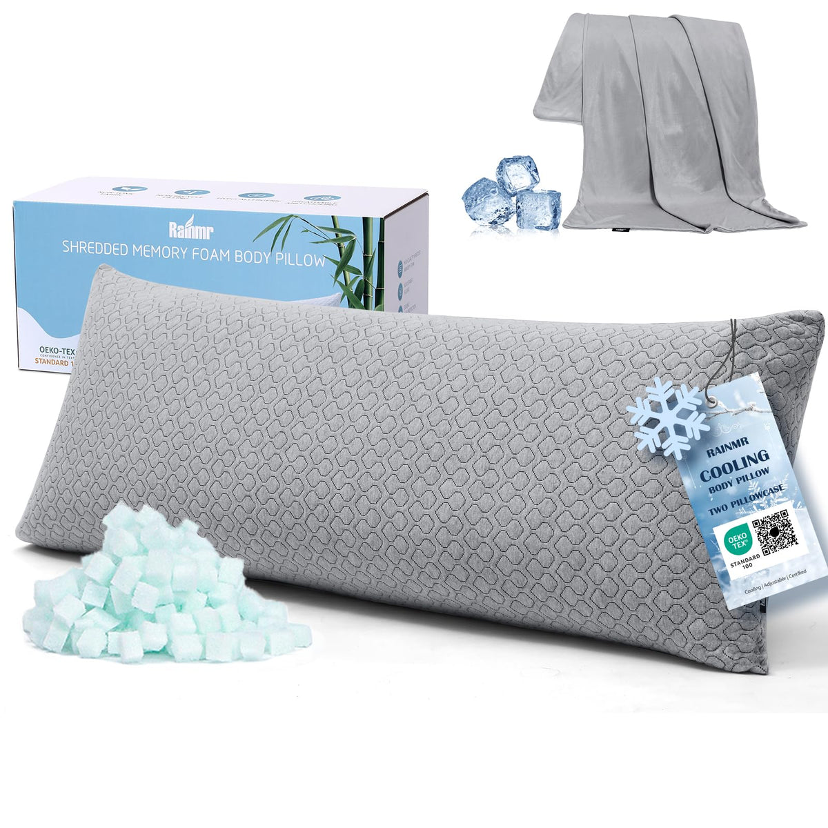 Rainmr front view full-body pillow showing full-length support and comfort