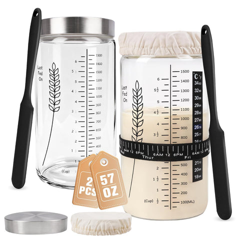 Rakovar front view of two jars showing capacity and lids, clear monitoring