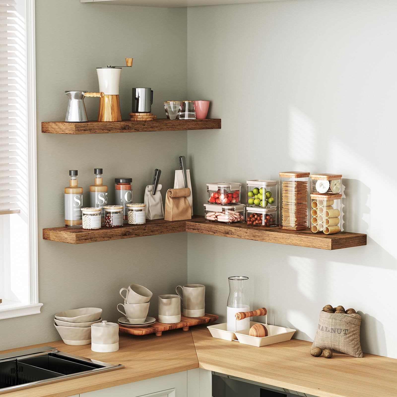 RALGEND shelf beside a book to show scale and space-saving benefit