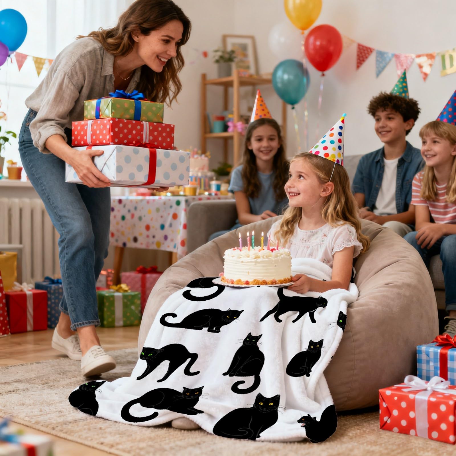 RAMEN BLANKET in cozy living room scene showing festival charm and everyday use