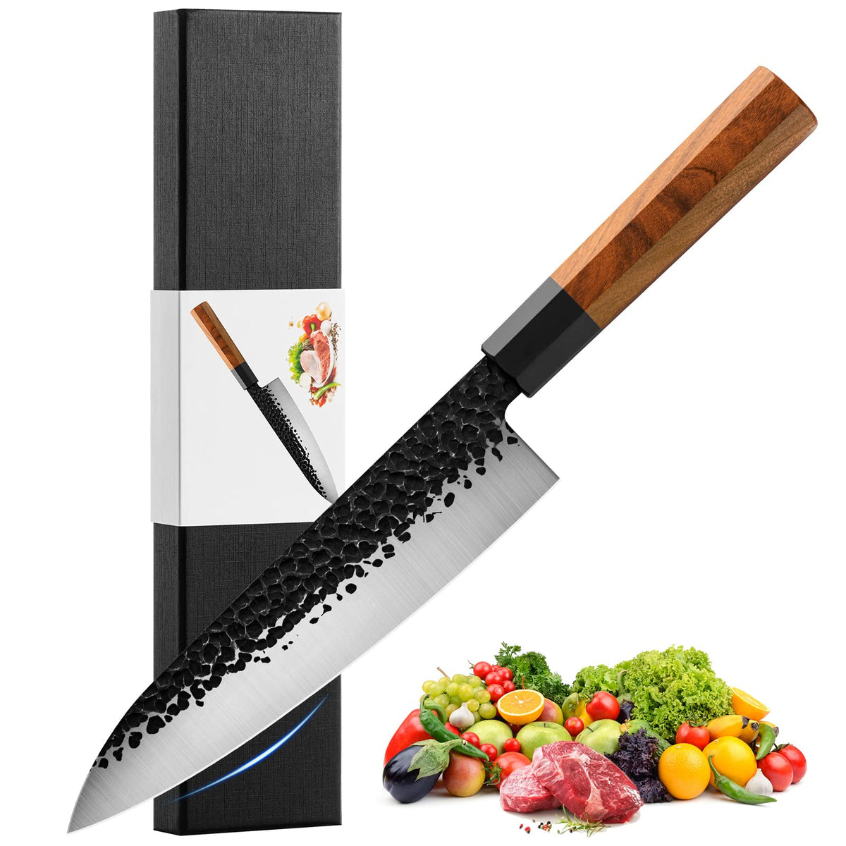 RASSE front view of Gyuto knife showing full blade and balance benefit