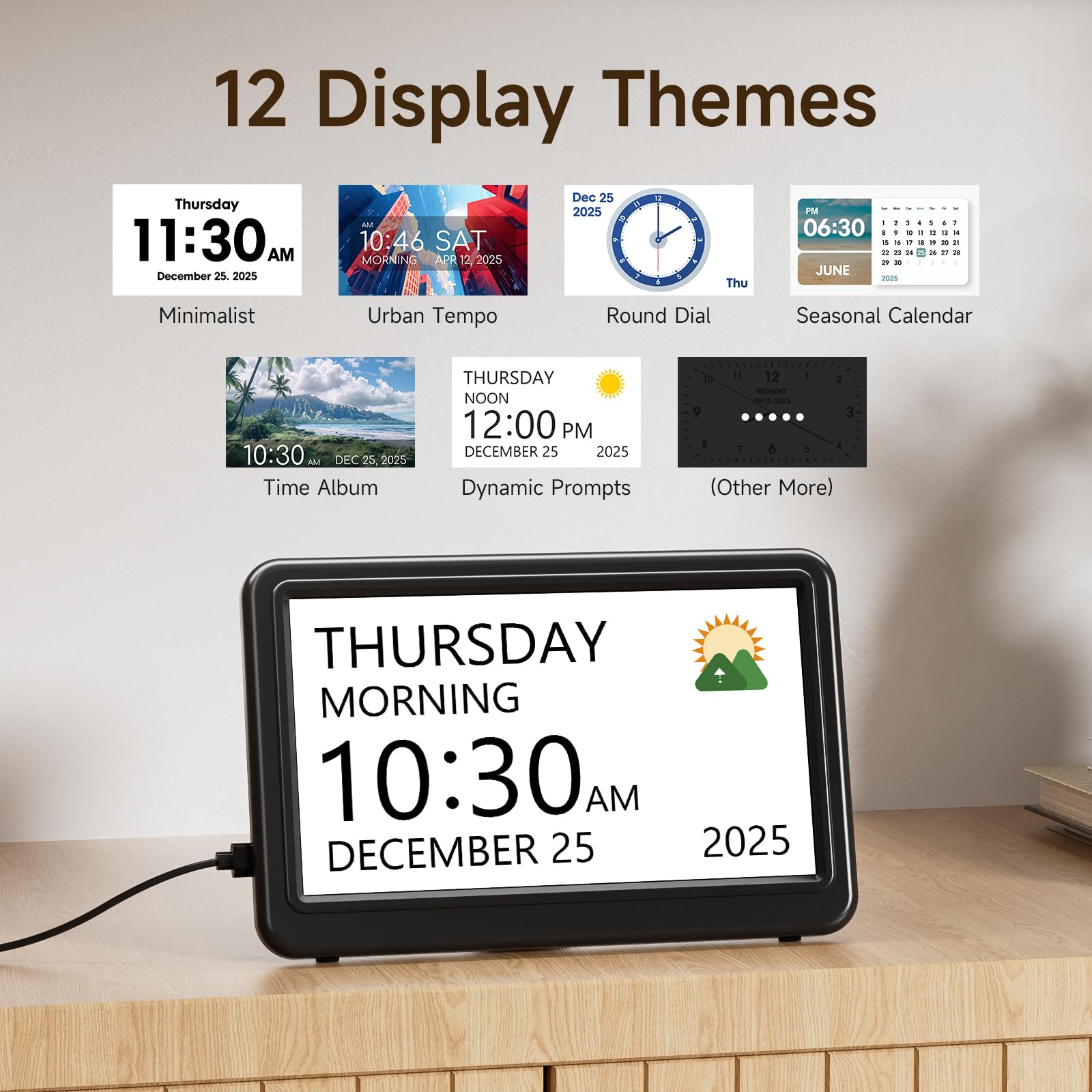 Raynic closeup screen showing clear digits and theme customization for easy reading