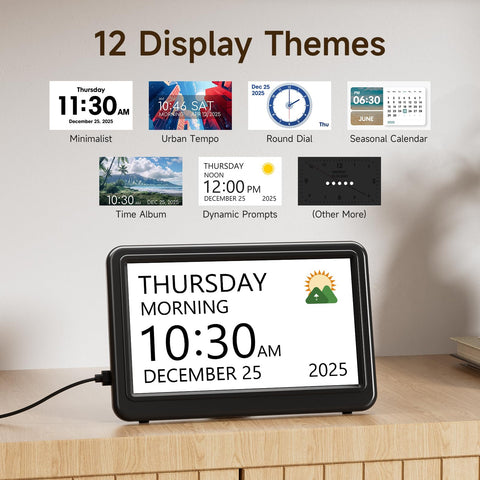 Raynic closeup screen showing clear digits and theme customization for easy reading