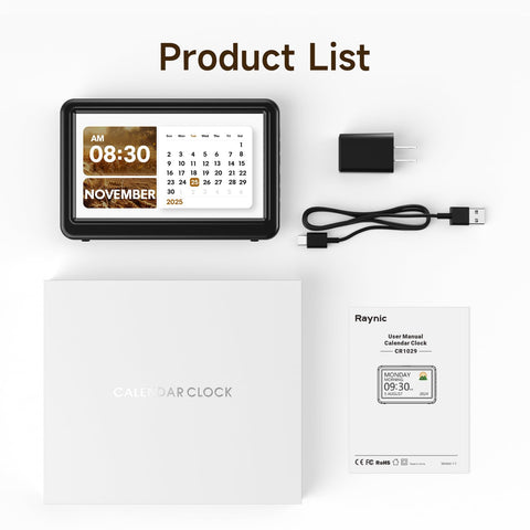 Raynic packaging and manual display indicating included instructions for easy setup